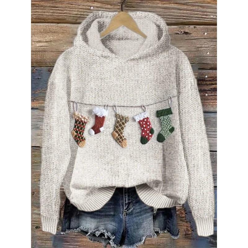 Womens Oversized Crewneck Sweatshirt With 3D Dog Print Christmas Collection