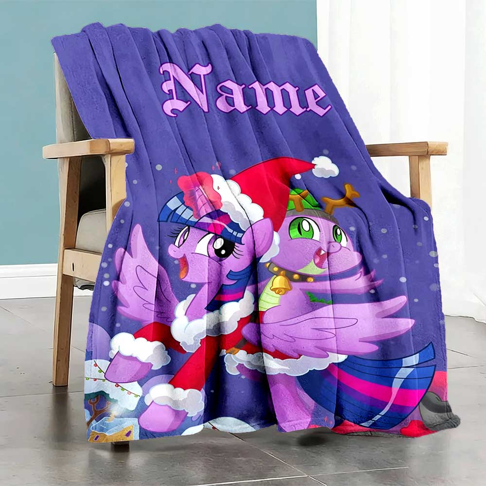 Little Pony (8) Customize Your Name Blanket Multi-purpose Customizable Blanket Soft & Cozy Suitable for Nap Picnics Living Room Chair