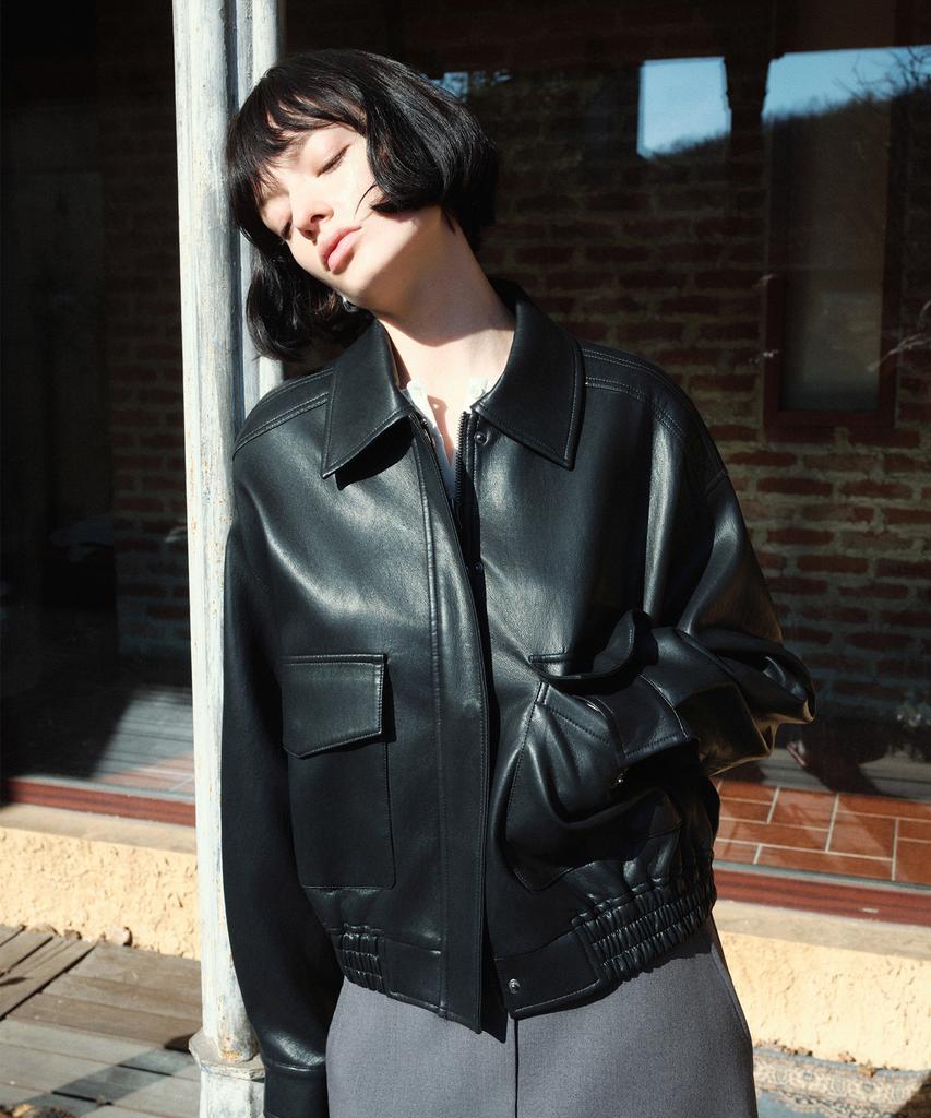 SIYAZU Siot4186 Smooth Faux Leather Blouson_Black