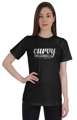 Inkmeso Womens Quote Top Curvy Girls Cuddle Better Graphic Print Tee
