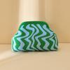 Knitted bag, striped clutch bag, women's flying woven clouds, versatile temperament, portable cosmetic bag, large capacity