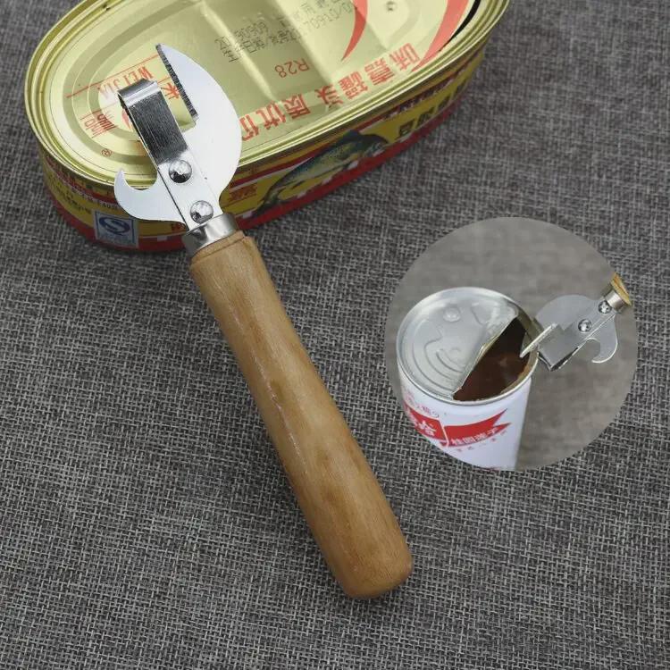 Wooden Handle Multi-Purpose Opener: Tin Can, Beer Bottle, & Red Wine Opener