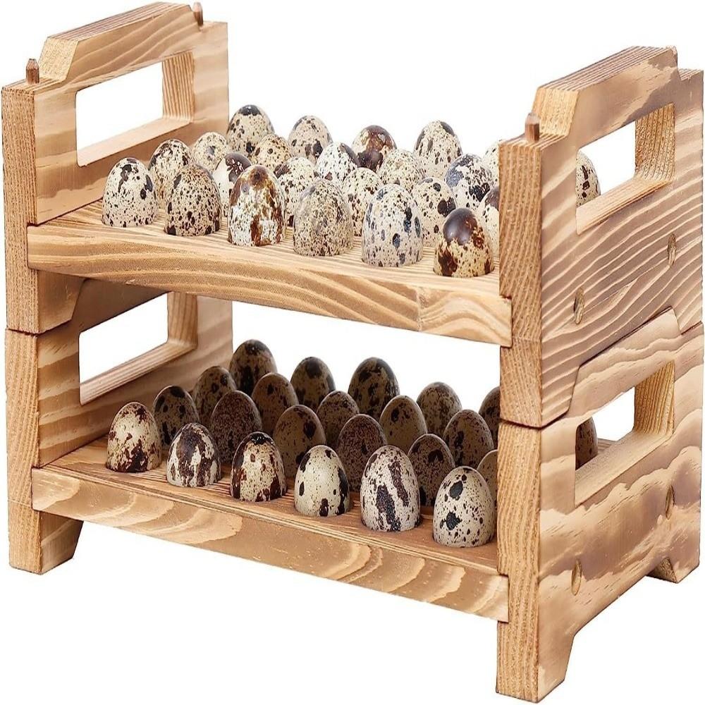 Large Capacity Wood Egg Holder Space Saving Egg Display Crates Egg Container Kitchen Countertop
