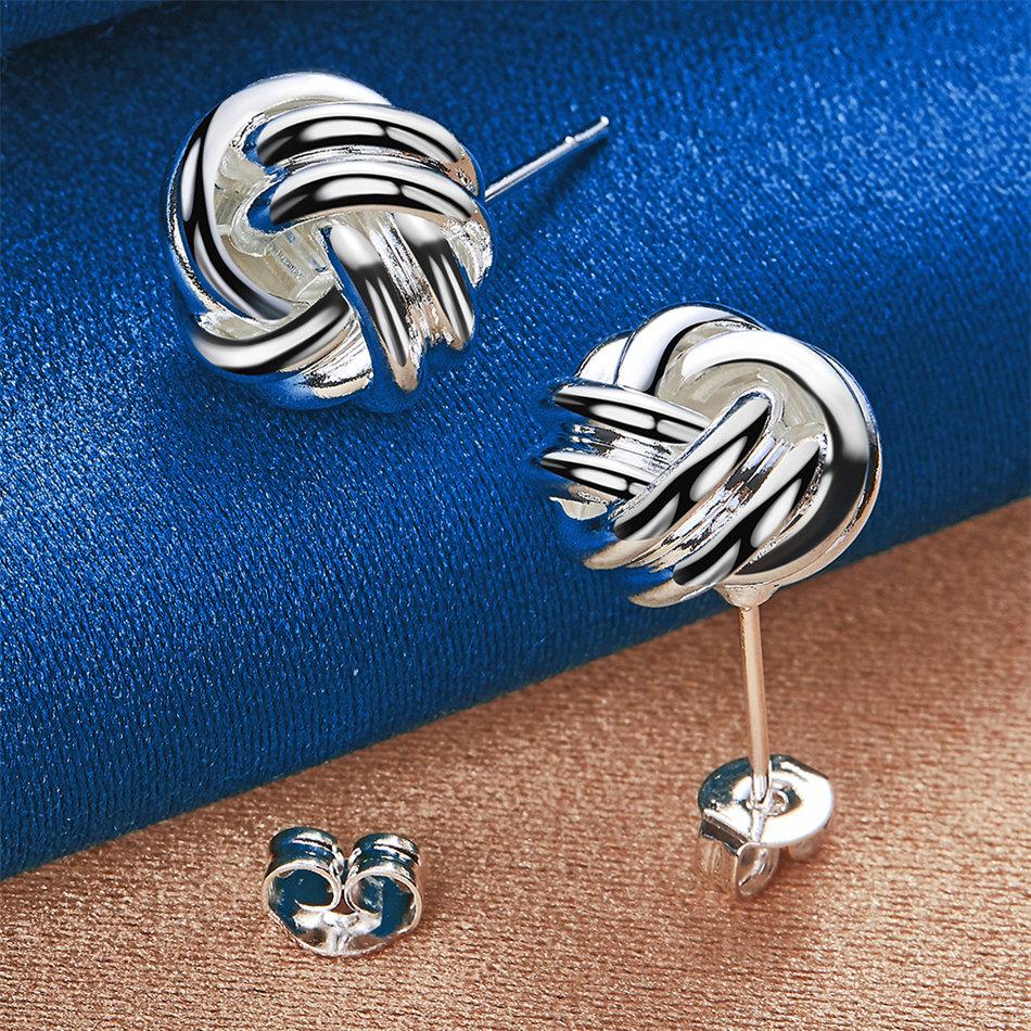 925 Sterling Silver Luxury Exquisite Twisted Stud Earrings for Women Fashion Gifts Jewelry Wedding Party Accessories