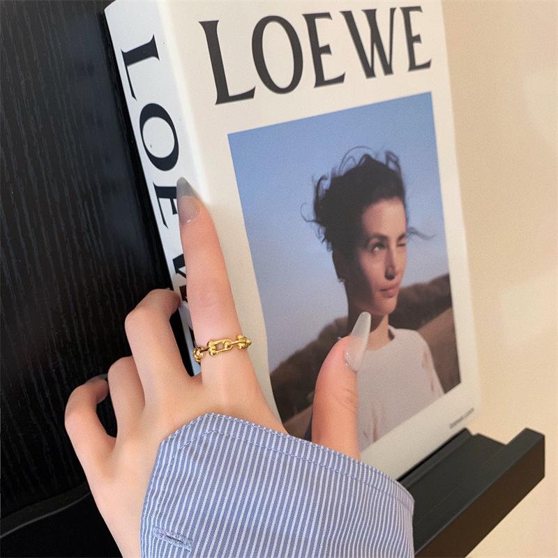 18K Gold Plated European Retro Chain Ring for Women