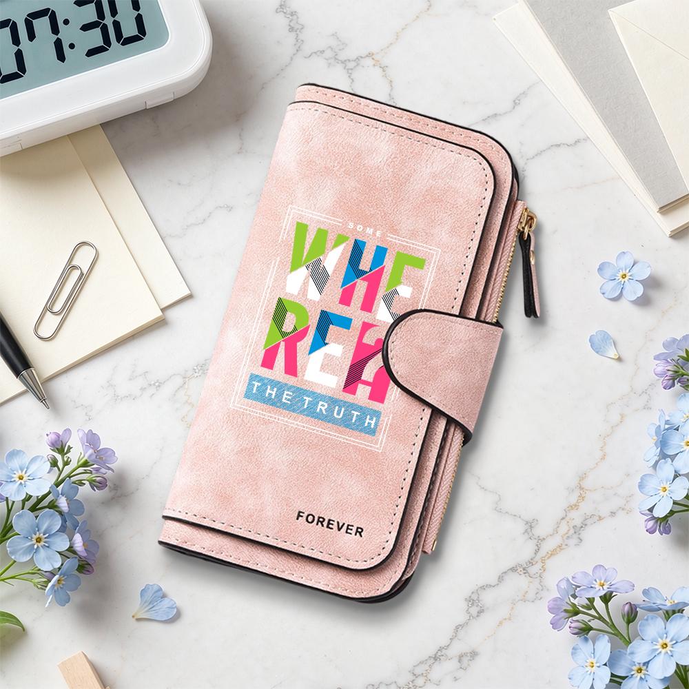 Wearable Long Purse with Fashion Letter Print Multi Slot Portable Wallet for Daily Use