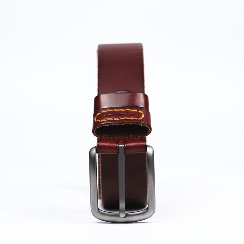 Men's Retro Genuine Leather Belt with Alloy Pin Buckle - Stylish and Versatile Cowhide Belt for Fashionable Looks