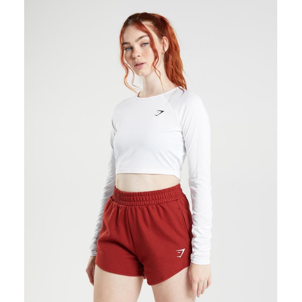 

Укороченный топ GYMSHARK Training с длинными рукавами, белый B2A4F WBBM