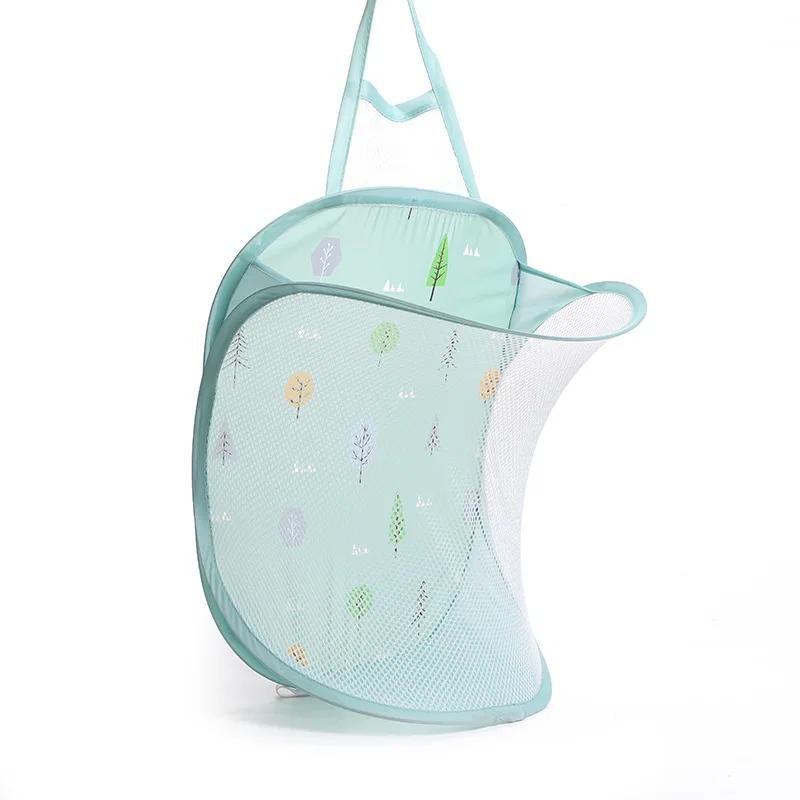 Hanging Foldable Mesh Laundry Hamper Large Capacity Dirty Clothes Storage Basket Bathroom Clothing Organizer With Hanging Rope