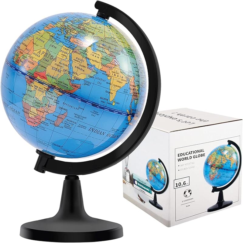 Wizdar 4 Inch(about 10.2 cm)Children s Learning World Globe,Educational Rotating World Map Globe Mini Size Decorative Earth Children s Globe for 4 Inch