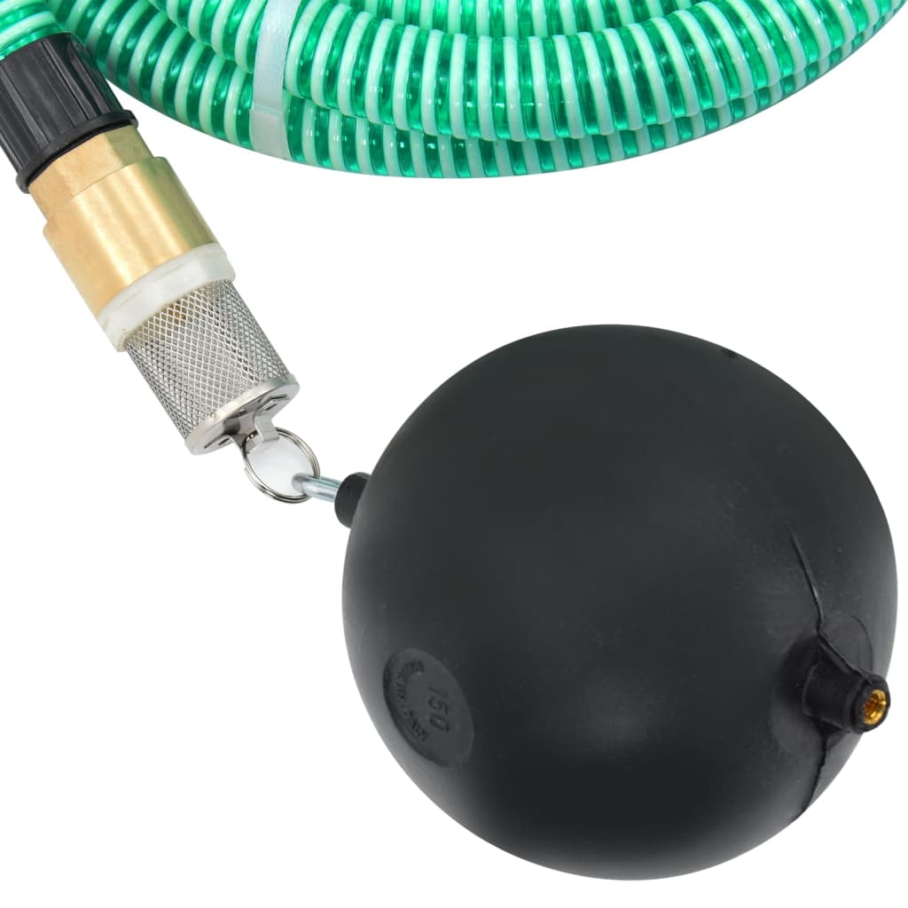 Vidaxl Suction Hose with Brass Connectors, Green, 1.1" 7 M, Pvc