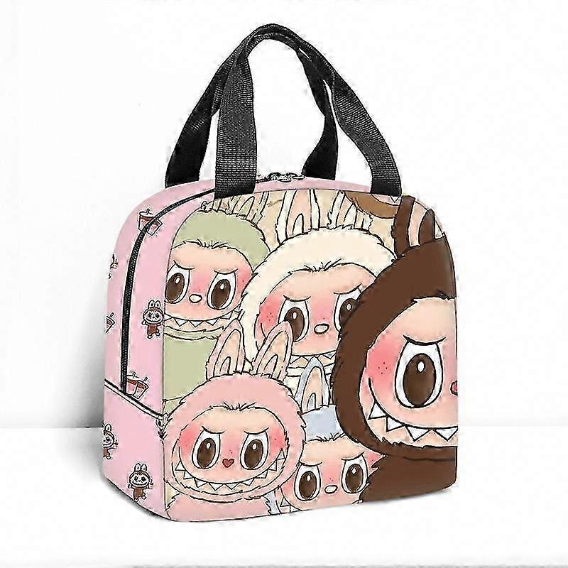 Labubu Insulated Cooler Bag - Large Capacity Anime Lunch Tote with Aluminum Foil, 1 Pack