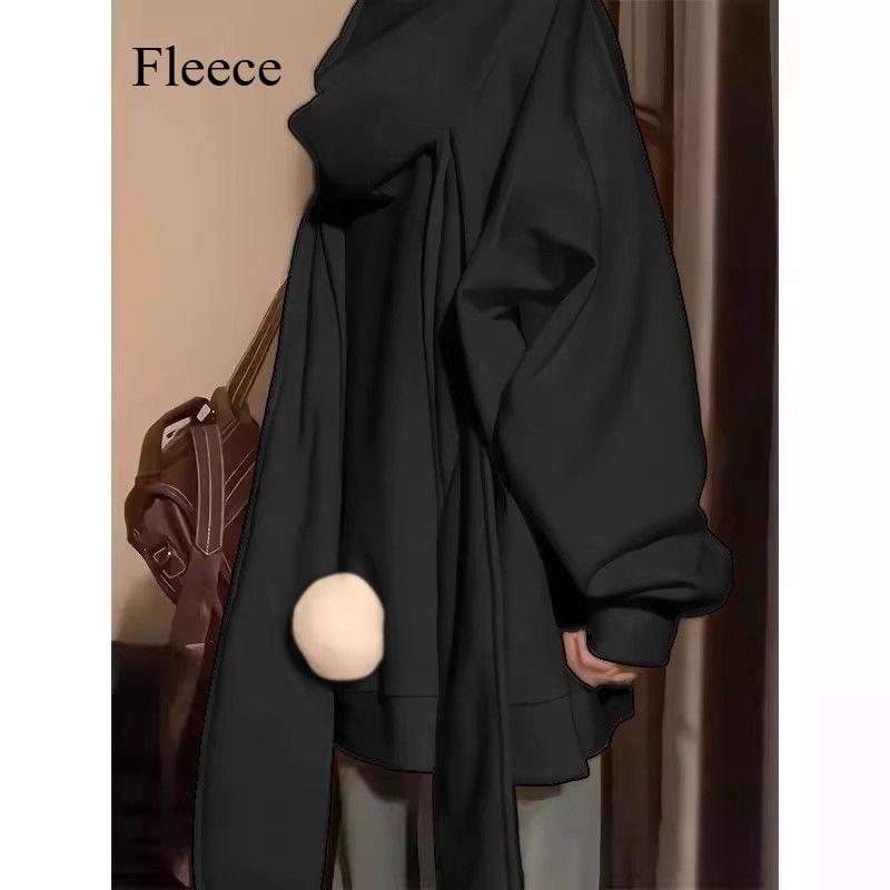 Autumn Kawaii Bunny Big Extra Ears Hoodie Long Sleeve Hooded Sweatshirt Y2K Style Fashion Rabbit White Tail Oversized Zip-up Hoodies