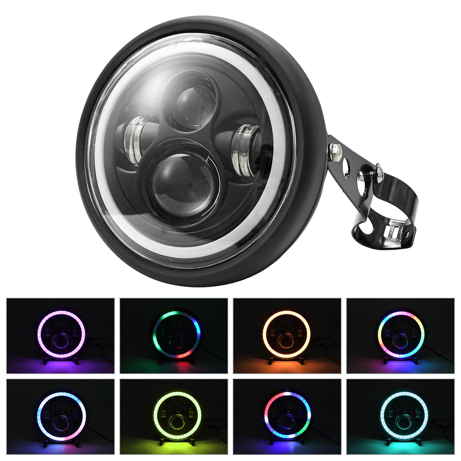 

7-дюймовая светодиодная фара для мотоцикла с дальним светомБлижний светКрасочные угловые глаза с корпусом и передней частью чёрный