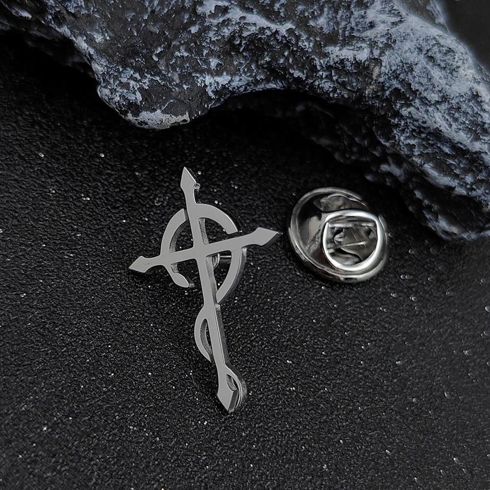 

Symbol Culture Stainless Steel Brooch, Ancient Mythological Serpent Symbol Badge, Jewelry for Health and Guardianship.