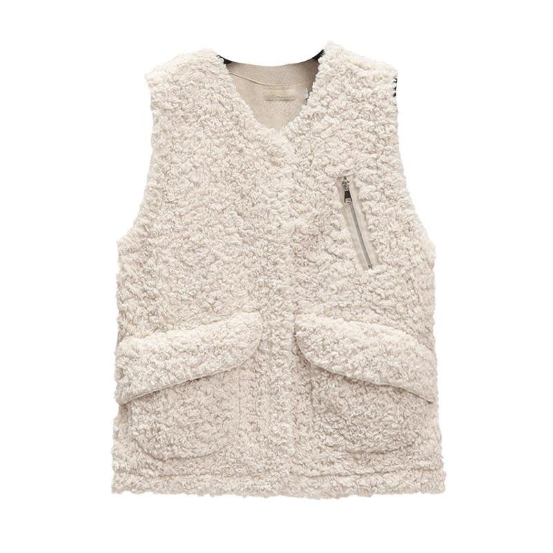 Autumn and Winter New Lamb Wool Sleeveless Vest Women's Fashion Vest Wear Vest Versatile Temperament Coat