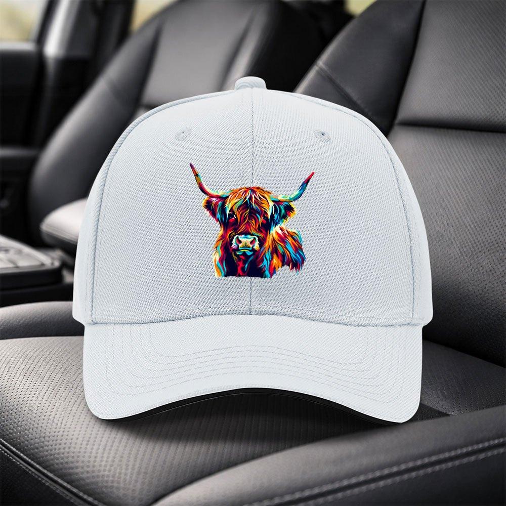 Multicolor Highland Cow Baseball Cap Adjustable Black Duckbill Hat Unisex Outdoor Sports Fashion Cap