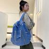 Denim Canvas Schoolbag Male and Female College Students Junior High School Backpack Portable Washed Leisure Travel Backpack