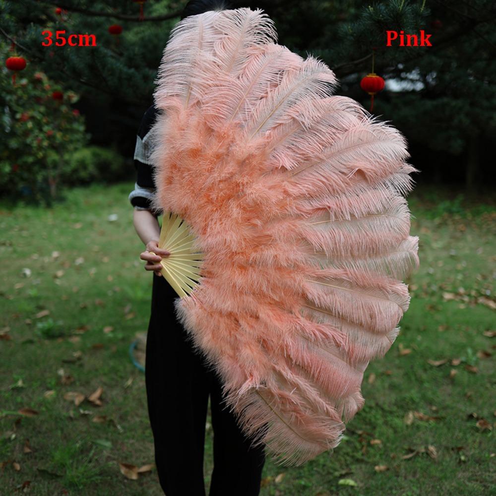 30*52cm 35*60cm Folding Fan 12 Bones Carnival Belly Dance Stage Fan New Handheld Feather Fan