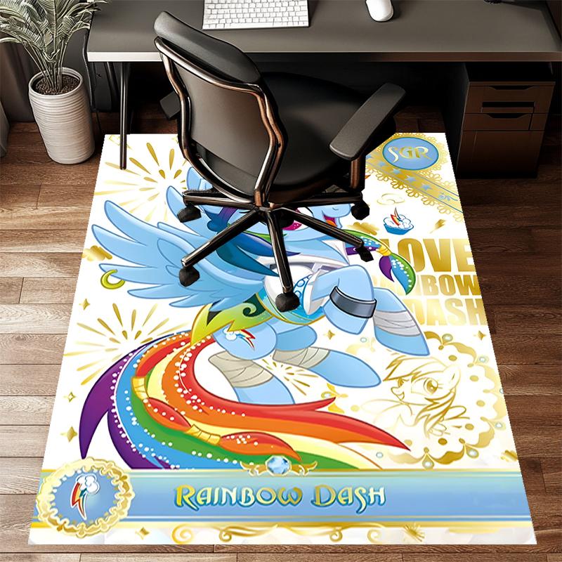Rainbow Dash Polyester Carpet, Soft Indoor Mat for Office Chair, Living Room, Computer Desk - Decorative Home Office Rug Design
