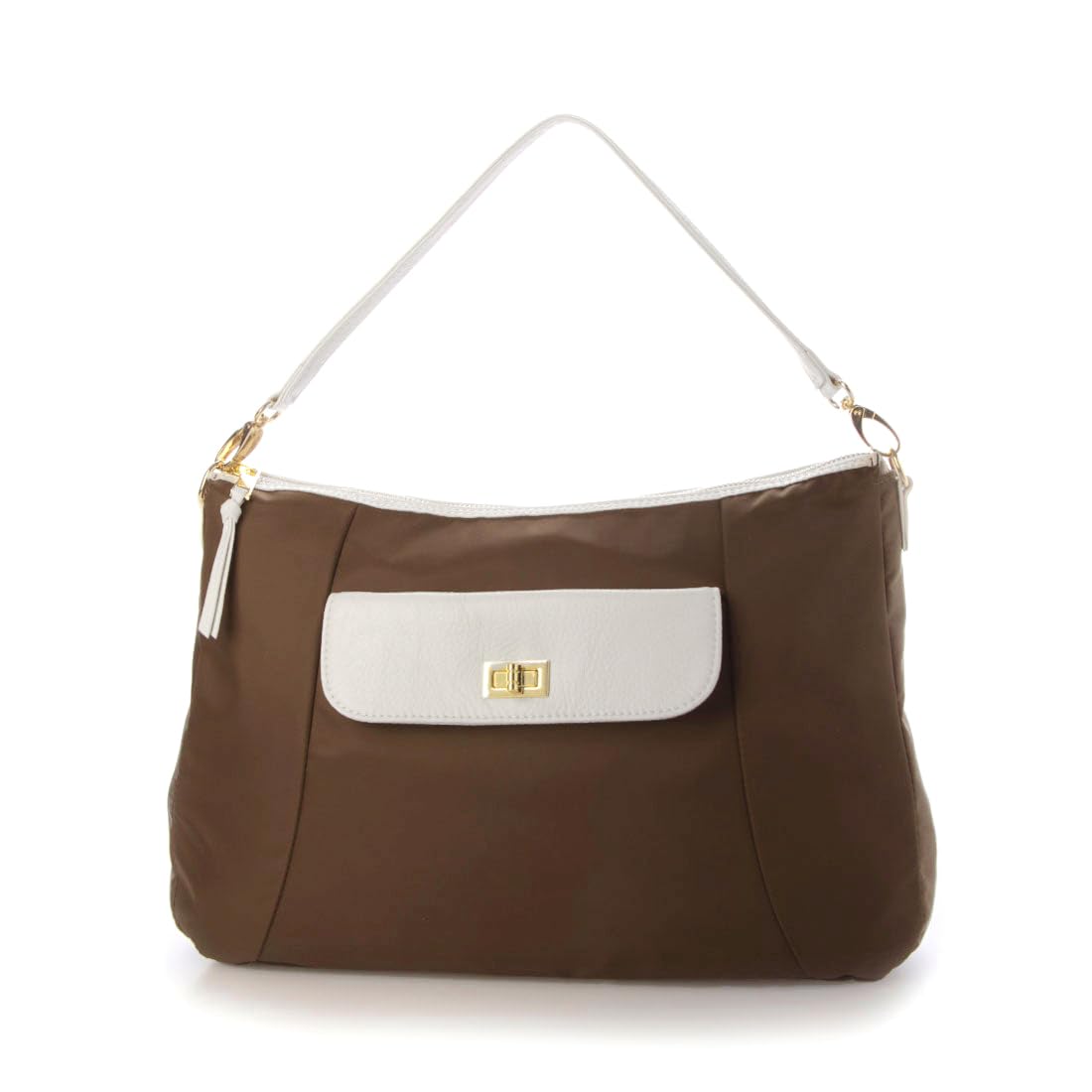 Perke Tote Bag with Nylon and Cowhide Twist BR 2-Way Cover, 08-00-09740, Women s,