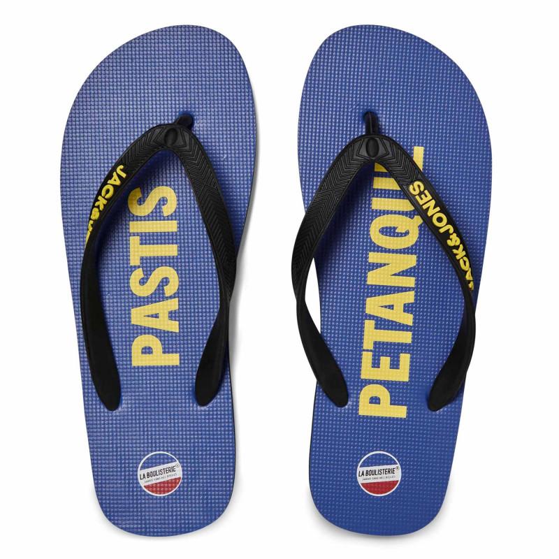Tongs boulisterie bleu avec logo Homme JACK & JONES