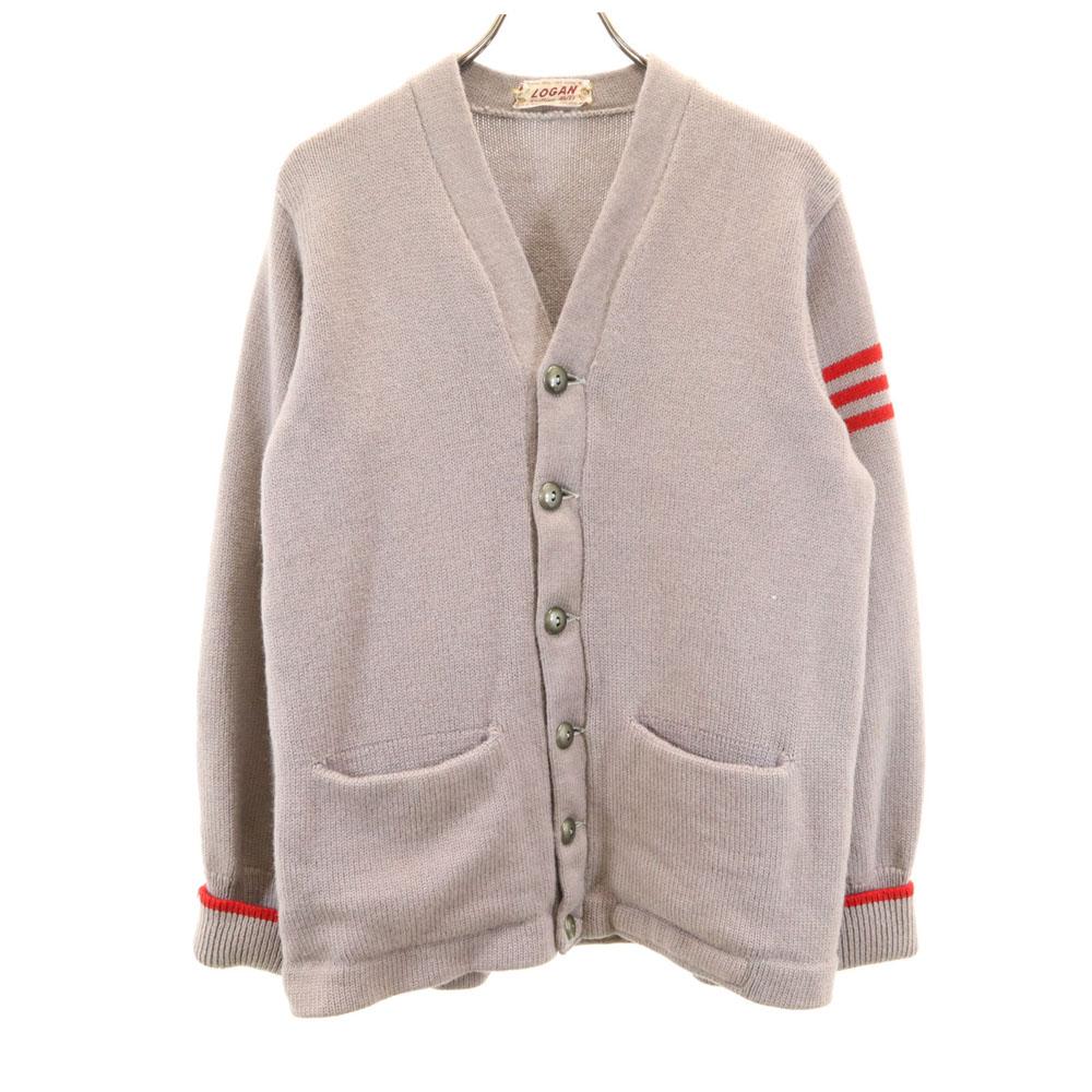 

ROGAN 50-е 60-е Винтажный кардиган из шерстяной смеси с длинным рукавом и надписью серый Мужской Б/у