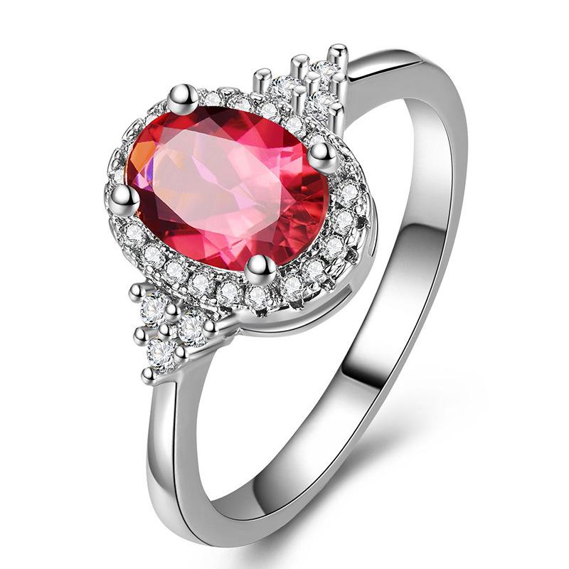 2026 Ruby Ring Oval European and American Light Luxury Size Ring Red Crystal Pigeon Egg Diamond Ring no. 6