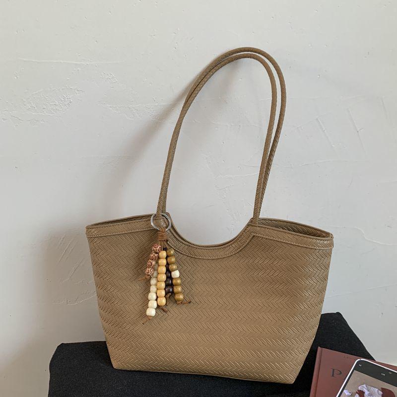 French Retro Woven Underarm Tote - Large Capacity Single Shoulder Handbag Casual Basket for Vacation