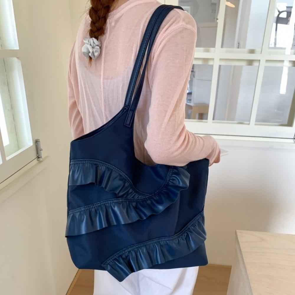 Stylish Ruffle Tote Bag Korean Women's Handbag Trendy Frill Shoulder Bag  Armpit Bag