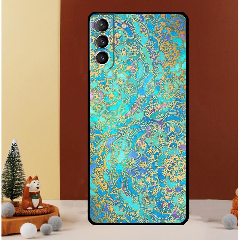 Elegant Mandala Floral Design Case For Samsung Galaxy S23 S24 Ultra S8 S9 S10 S22 Plus Note 10 20 Ultra S20 S21 FE Cover