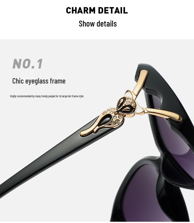 Women's Polarized Rhinestone Fox Head Sunglasses - Fashionable UV Protection