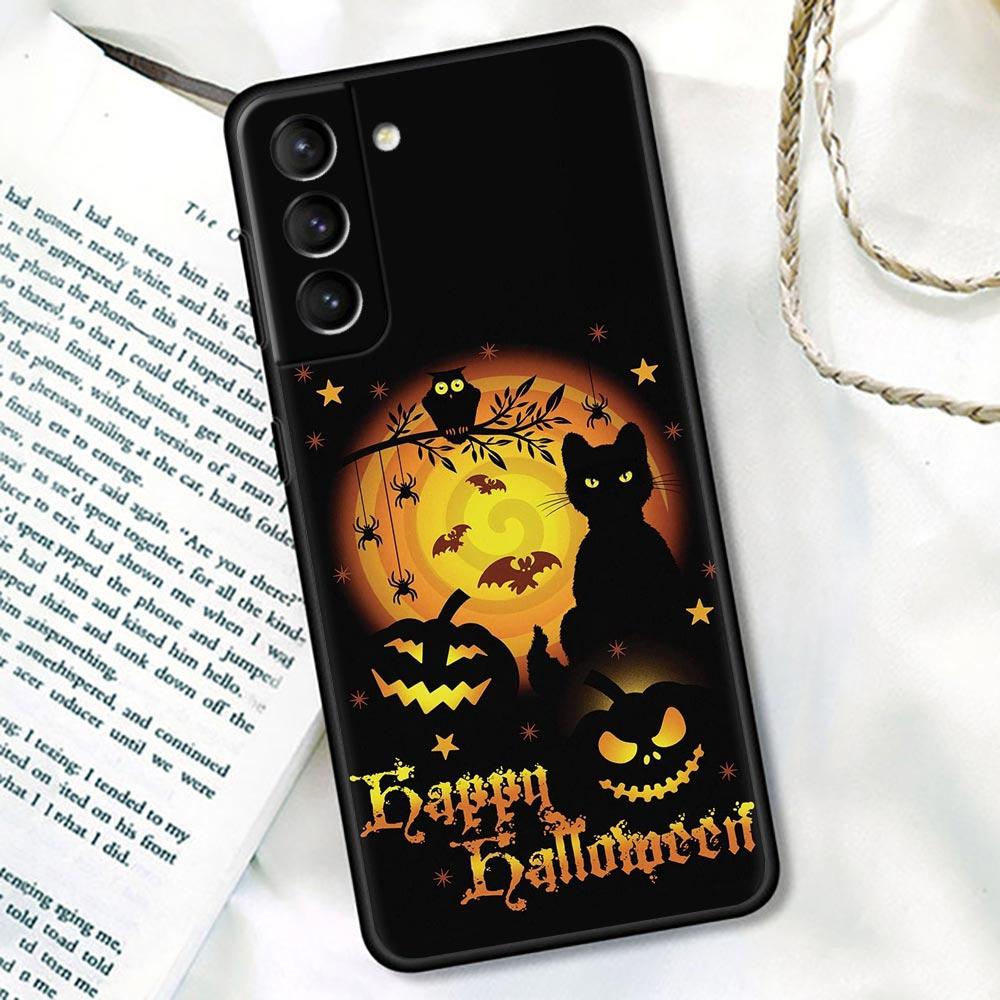 Happy Halloween S24 Ultra For Samsung Galaxy S23 Ultra S21 S20 FE S22 S10 S24 S23 Plus Case Cover Cat Bat Pumpkin Witch Castle