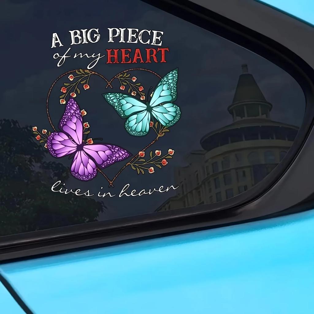 Ein großes Stück in meinem Herzen Schmetterling Autoaufkleber Auto Fenster Heckscheibe Auto Karosserie Styling Ornament Wasserabweisende Vinyl Aufkleber