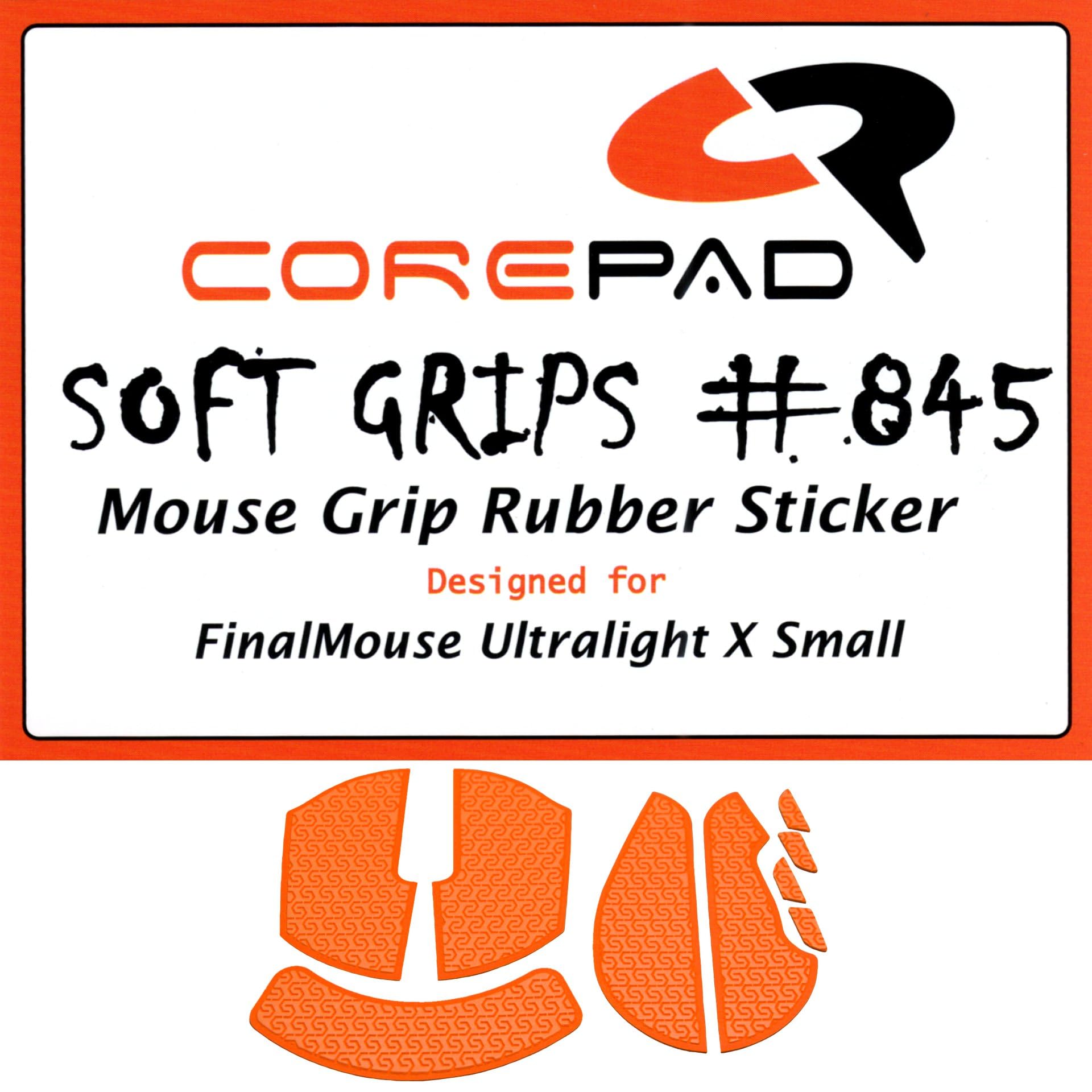 

Corepad Soft Grips Grip Tape for FinalMouse Ultralight X Small Cheetah (S), 1 Set, Soft Polymer Rubber (Orange)