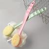 Double-Sided Long Handle Bath Brush Soft Sponge & Bristle Shower Scrubber for Deep Cleaning and Body Exfoliating