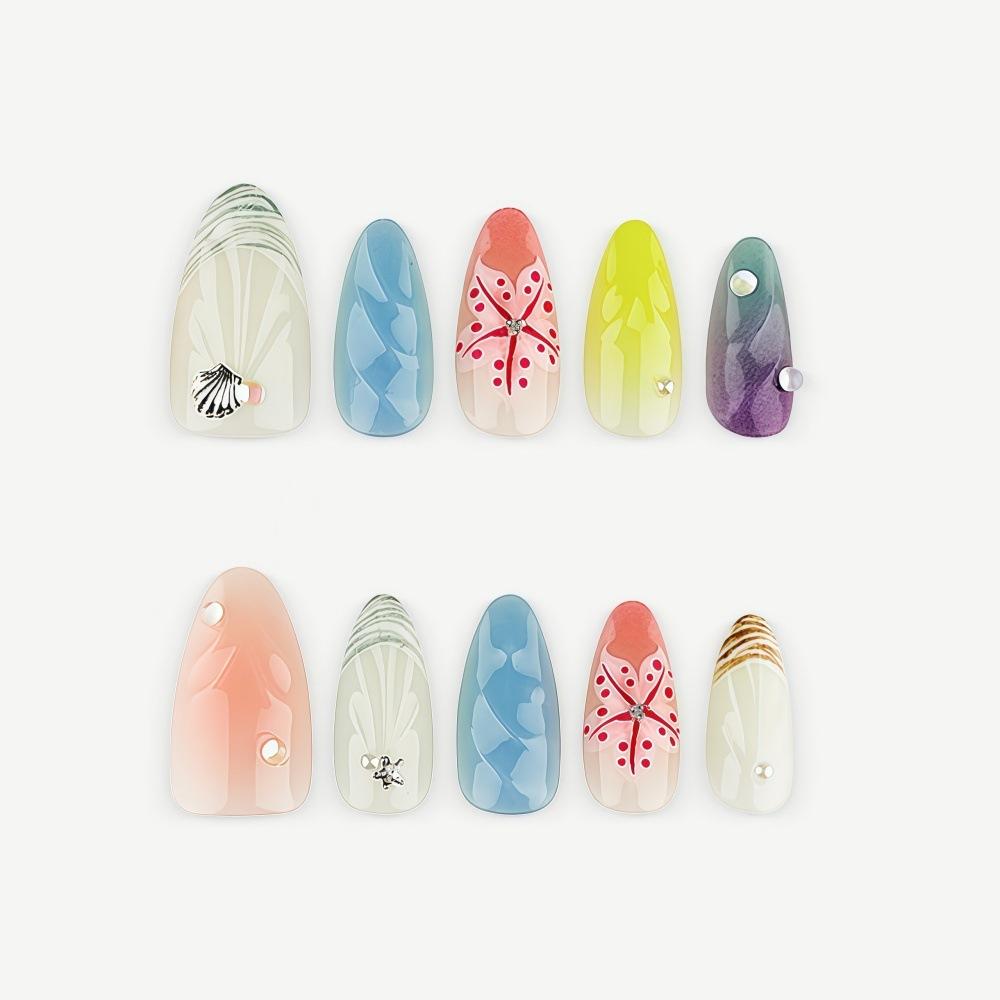 Clear Gradient Milky White Shell Ripple Wear Nails Broken Diamonds Gentle Almond Pure Desire Whitening Medium Long Almond