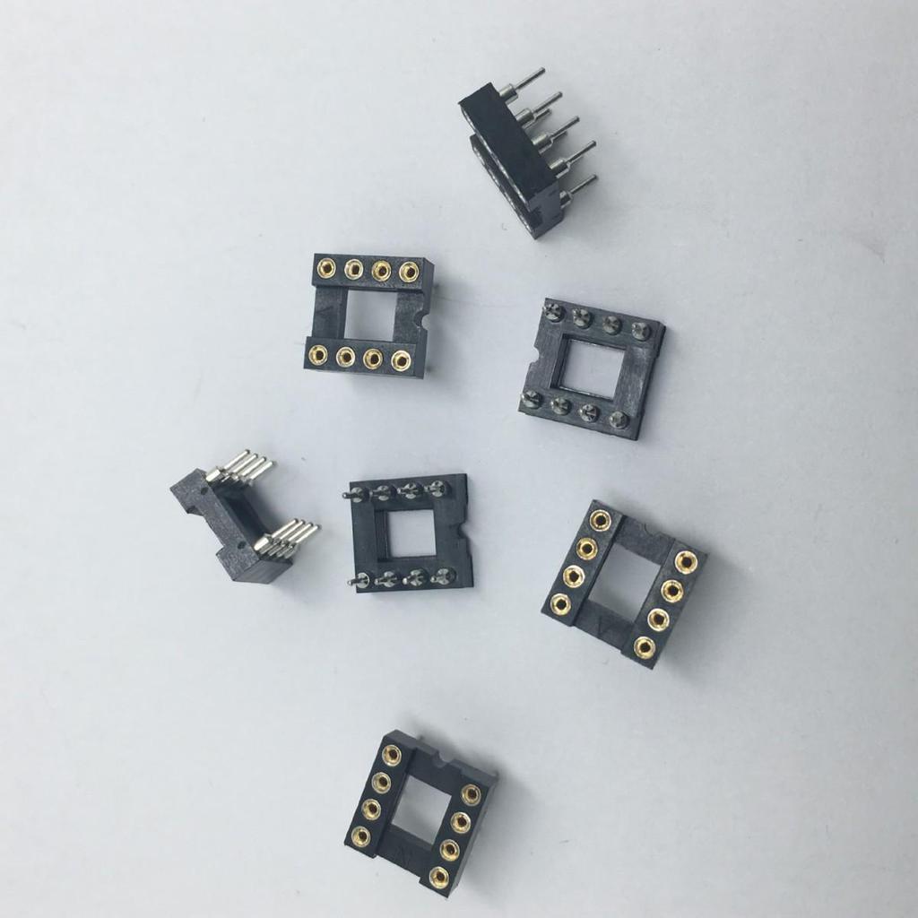 Gold-Plated 8-Pin IC Socket DIP8P Op Amp Base with Round Holes