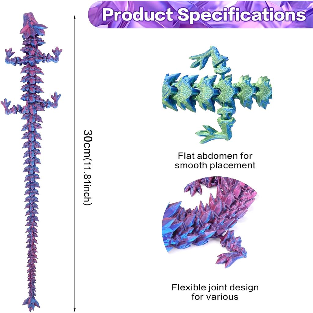 3D-Druck Kristall Drachen Ornament Handheld Aktivität Gelenk Drachen Spielzeug Bastelarbeiten Strahlende Farbe Kinderspielzeug zur Stressbewältigung