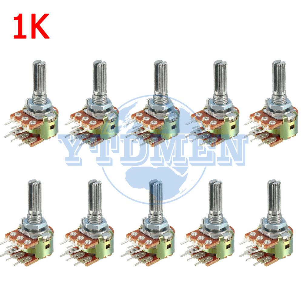 10PCS WH148 15mm/20mm 6pin Dual-gang Potentiometer 10K 1K 2K 5K 20K 50K 100K 250K 1M Variable Resistor for Audio Volume Control