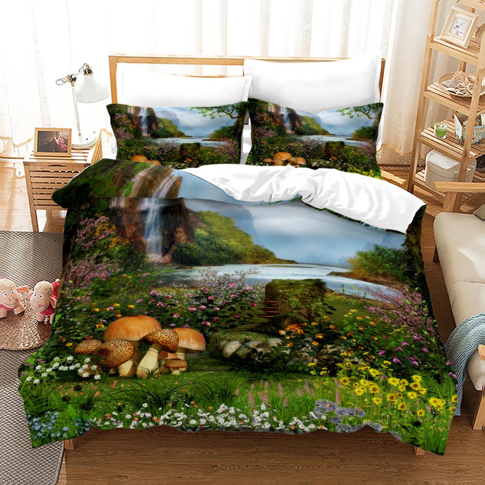 

3D красочный комплект постельного белья с грибами, роскошное одеяло и наволочка, 2/3 шт. AU140 * 210, одноместный/двойной подарок на день рождения, детская комната, мягкий домашний текстиль Baby 100x135cm