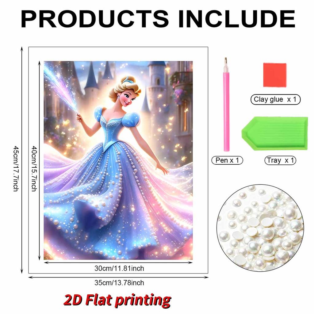 Magic Castle Cinderella Pearl-Inlaid Frameless Art | Handmade Pearl Craft, Magic Castle Theme, for Luxury Fairy Tale Home Decor & Gift Option