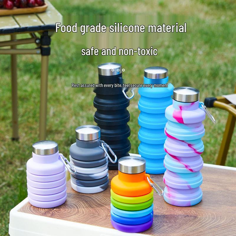 Silicone Folding Water Cup 500ml - Large Capacity Sports Outdoor Kettle