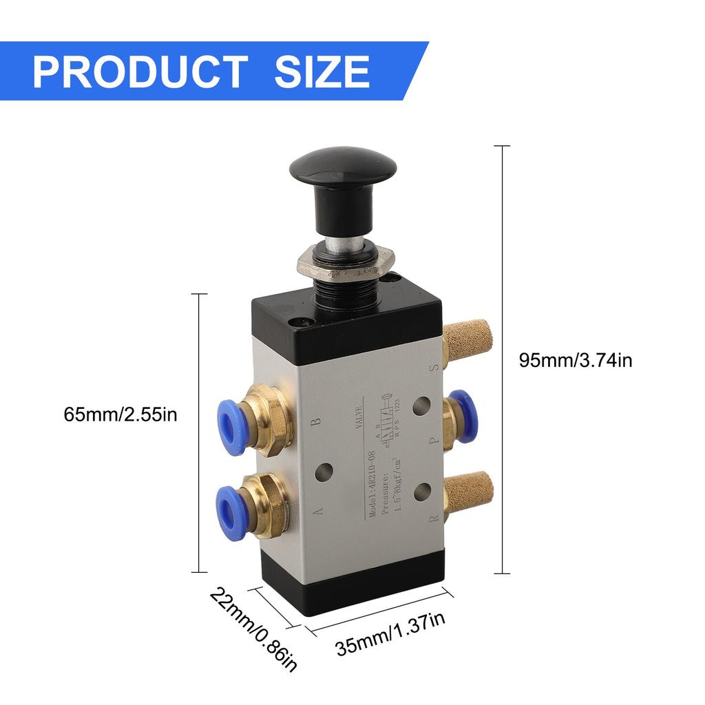 4R210-08 Pneumatický ventil Push Pull 5 cest 2 polohy 1/4" Pro BSPT & Konektor Tlumič