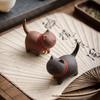 Creative Kitten Modeling Ceramic Kung Fu Accessories Purple Clay Tea Set for Pets Cute Cat Raise Tea Fun Home Tea Art Ornaments