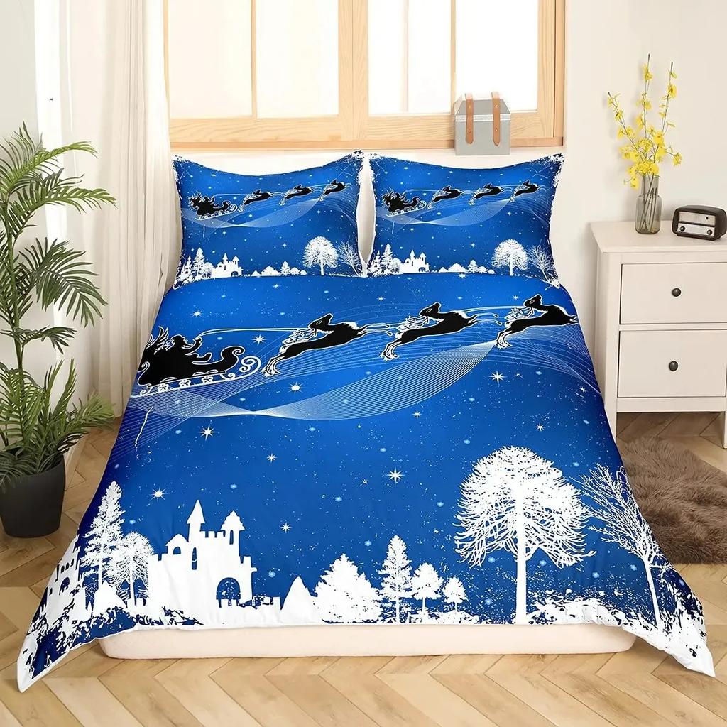 Weihnachtswichtel Bettbezug-Set Weihnachtsmann Weihnachten Bettdeckenbezug Frohe Weihnachten Bettwäschesets Winter Schnee Feiertag Steppdeckenbezug