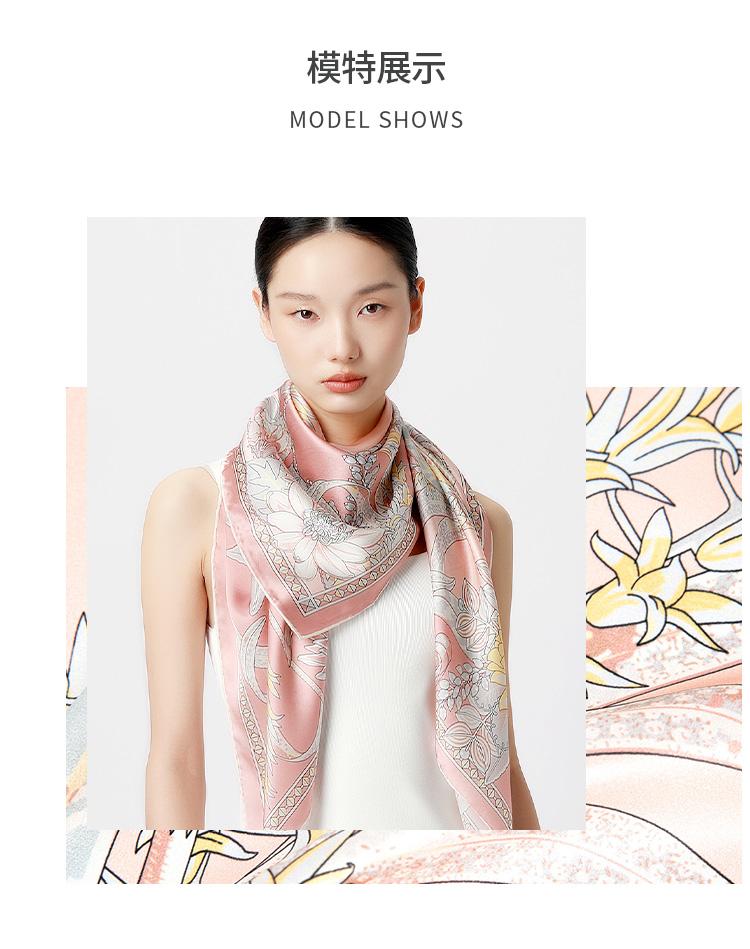 100% Mulberry Silk Crepe Satin Square Scarf Shawl