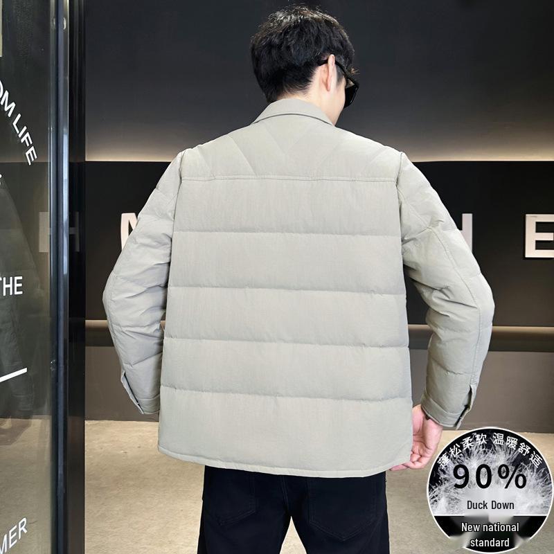 Men's 90% Down Lapel Jacket, Lightweight, Suitable for 25-Year-Olds