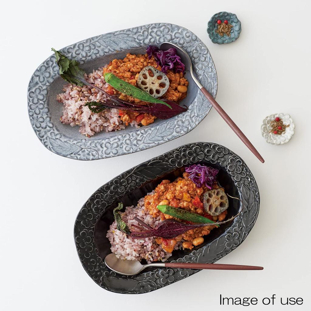 Aito Aito Seisakusho [Lien] Oval Bowl Curry Plate Pasta Plate Approx. 26 X 16 Cm Gray Mino Ware Antique Style Microwave Dishwasher Safe Made In Japan