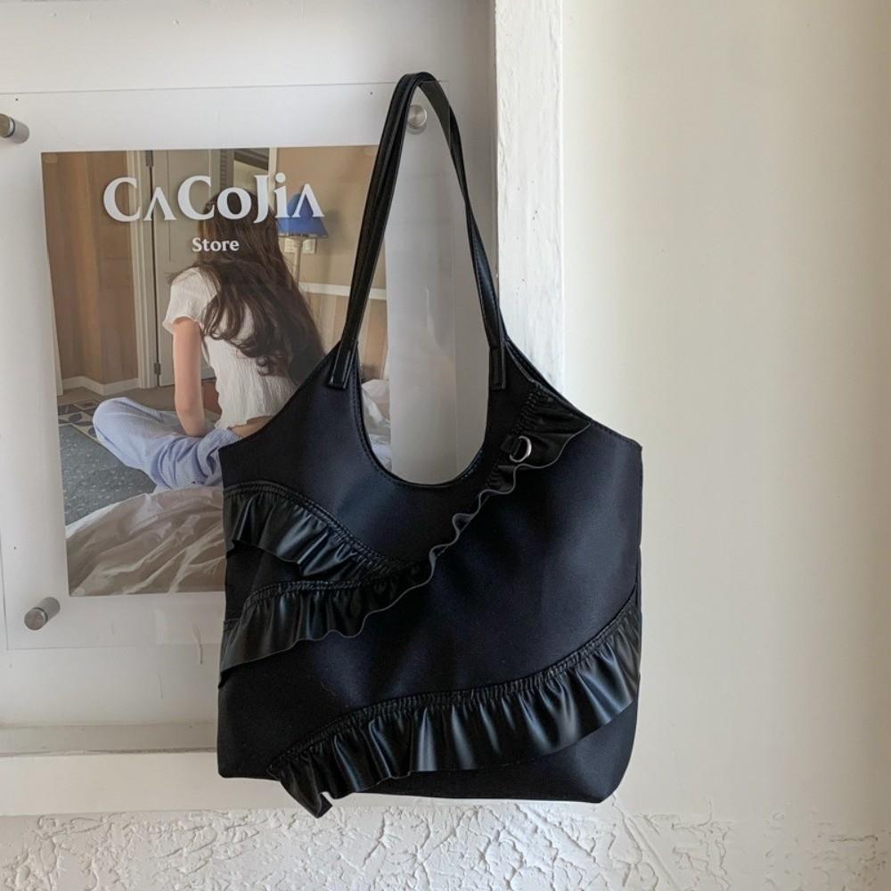 Stylish Ruffle Tote Bag Korean Women's Handbag Trendy Frill Shoulder Bag  Armpit Bag